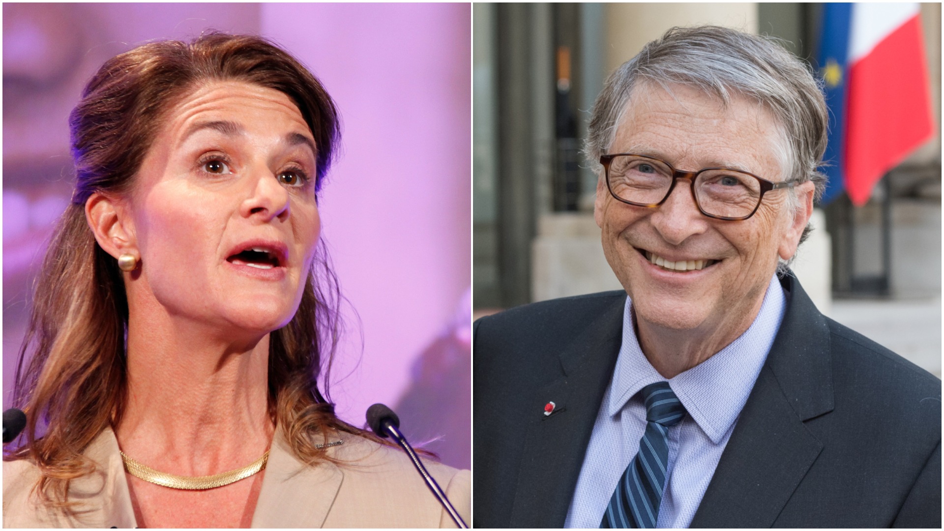 melinda gates alaturi de bill gates intr-un colaj