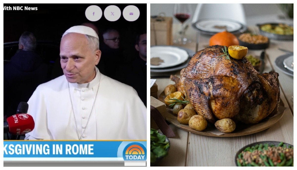 Papa Leon a mâncat cină americană de Ziua Recunoștinței