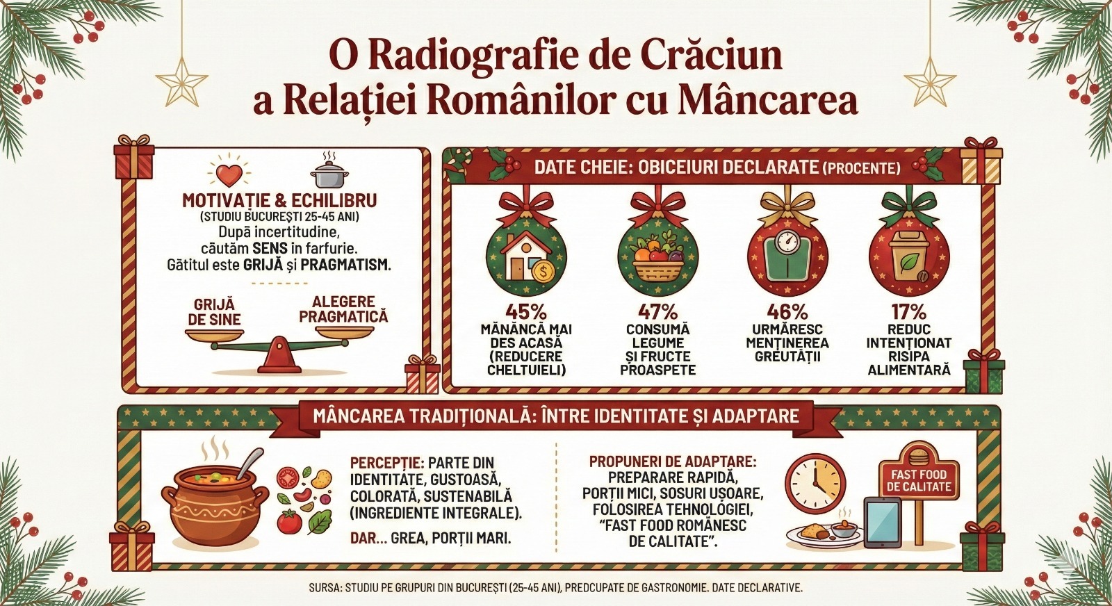 Radiografia de Crăciun a relației românilor cu mâncarea
